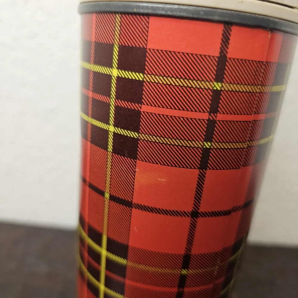 Vintage 1964 Vac Sealed KING-SEELEY THERMOS Red Plaid 2242 Metal 1 QT - Picture 4 of 8